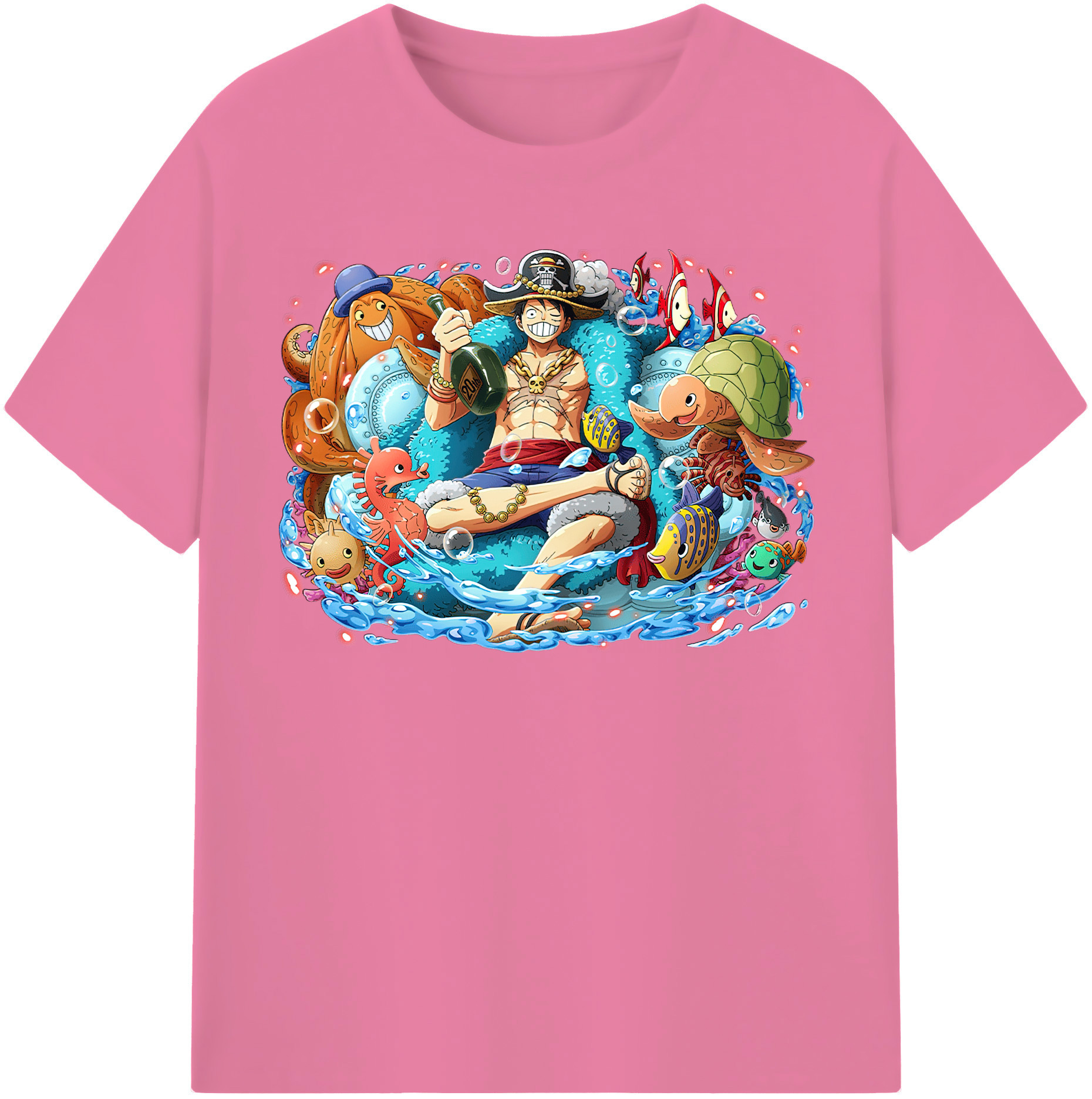 ワンピース モンキー・D・ルフィ ONE PIECE Monkey D. Luffy 綿100％半袖Tシャツ（フロントプリント）